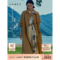 朗姿/LANCY【宋佳同款】2024春季醋酸通勤西裤女拖地垂感裤子 白色 L