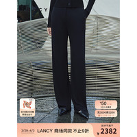 朗姿/LANCY2024春季黑色通勤直筒长裤女显瘦垂感休闲窄版 夜幕黑色 L