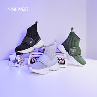 Nine West/玖熙原创超临界厚底老爹鞋袜靴增高魔术贴弹力靴女