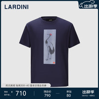 LARDINILARDINI意大利夏季印花T恤男士全棉圆领短袖上衣微弹打底衫 藏青色 xl