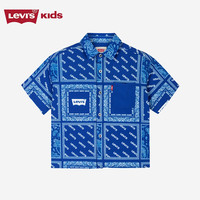 Levi's李维斯童装男童开襟衬衫2024夏季儿童满印潮流上衣 夜莺蓝 110/52