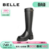 BeLLE 百丽 气质百搭骑士靴女23冬季时尚瘦瘦靴B1B1DDG3 黑色-单里 36