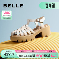 BeLLE 百丽 罗马凉鞋女商场同款猪笼鞋厚底厚底凉鞋BK734BL3 米色 37