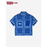 Levi's李维斯童装男童开襟衬衫2024夏季儿童满印潮流上衣 夜莺蓝 110/56
