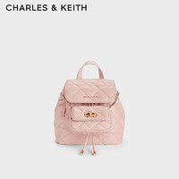 CHARLES&KEITH24春季菱格大容量柔软多用背包包女包双肩包女士CK2-60151400 粉红色Pink S