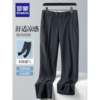 罗蒙（ROMON）男士西裤2024春季职业商务休闲宽松直筒裤百搭长裤 藏青色 29（2尺2）