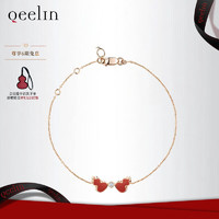 Qeelin 麒麟珠宝 麒麟Wulu系列 18K玫瑰金Red HyCeram镶钻手链