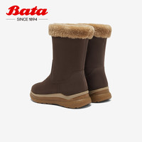 Bata 拔佳 雪顶靴女2023冬商场新款牛皮保暖羊毛厚底翻翻雪地靴AWO61DZ3