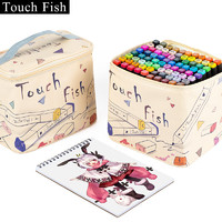 touch fish 马克笔套装学生动漫油性水彩笔双头绘画画笔儿童女生男孩生日黑袋黑杆开学季升学礼物