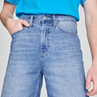 Lee XLINE宽松直筒浅蓝色男牛仔短裤酷