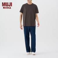 MUJI 無印良品 无印良品（MUJI）男式 棉混 抗菌T恤 男士短袖打底衫男款 FA02CC3A 深棕色 M (170/92A)