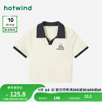 热风（Hotwind）短袖t恤女2024年夏季女士假两件休闲显瘦高腰短款polo衫 03米色 S