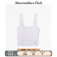 Abercrombie & Fitch 女装 24春夏基本款美式风小麋鹿时尚条纹辣妹背心 359014-1 白色条纹 XXS (160/80A)
