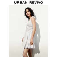 UR2024夏季女装法式少女感系带短款收腰A型连衣裙UWL740025 本白 S