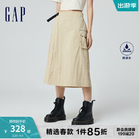 Gap女装2024春季防泼水不对称立体口袋半身裙872458 卡其色 165/66A(M) 亚洲尺码