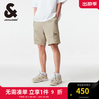 杰克·琼斯（JACK&JONES）夏季抽绳可调节腰头字母印花略宽松休闲短裤男装22429F013 E11卡其色 E11卡其色 170/76A/SR