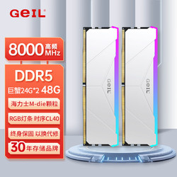 GeIL 金邦 48G（24G*2） DDR5-8000  台式机电脑内存条 巨蟹RGB灯条系列白色