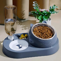 Hoopet 猫碗双碗不锈钢狗狗碗宠物猫粮食盆自动饮水器水碗喂食器陶瓷用品