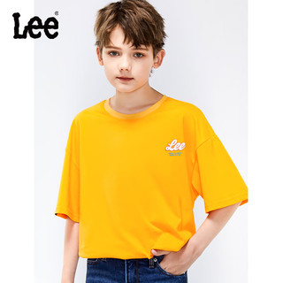 Lee儿童短袖T恤2024春夏纯棉后背LOGO印花宽松舒适运动上衣童装 橙色 110cm