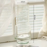后庭花 欧式简约大号玻璃花瓶透明水养富贵竹鲜花百合插花瓶居家客厅摆件