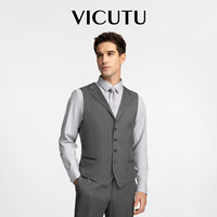 威可多（VICUTU）男士商务正装马甲结婚西装VBS88131398 灰色条纹 180/100B 