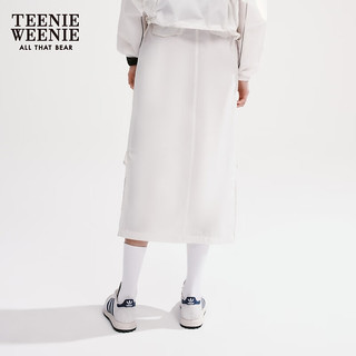 Teenie Weenie【UPF50+】小熊半身裙女2024春夏防晒防紫外线中长开叉鱼尾裙 象牙白 165/M