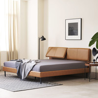 样子生活 爵士真皮床现代简约折叠皮艺床轻奢北欧卧室双人床1.8米