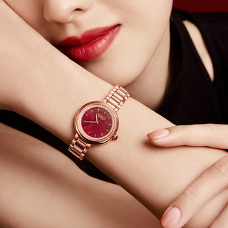 罗西尼（ROSSINI）手表女石英表钢带国表气质本命年红色 7230130