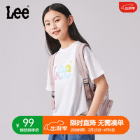Lee儿童短袖T恤2024女童纯棉舒适吸汗排湿运动宽松圆领套头上衣童装 香草白 110cm
