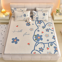 克努帛 透气乳胶加厚冰丝凉席三件套 可机洗水洗平网印花空调席x 大版-兔子花 150*200cm三件套XP