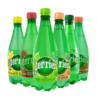 perrier 巴黎水 法国进口巴黎水青柠味500ml24塑料瓶整箱苏打水柠檬西柚味气泡水