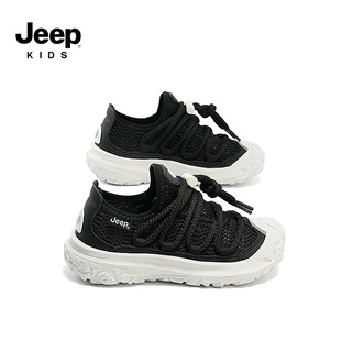 Jeep吉普童鞋女童2024春夏季网面鞋子儿童运动鞋男童中大童休闲鞋 黑色 36码 鞋内长约23.0cm