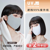 WODONBLE防晒口罩女防晒面罩夏季冰丝防紫外线护眼角口罩遮阳面纱薄款透气 【纯色】灰色 均码
