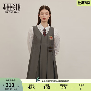 TEENIE WEENIE 小熊秋冬jk学院风可爱卡奶裙百褶裙连衣裙 灰色 165/M