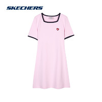 SKECHERS 斯凯奇 运动短袖连衣裙方领套头收腰设计裙子L223W143