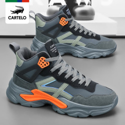cartelo卡帝乐鳄鱼线下专柜同款新款高帮老爹鞋休闲鞋潮流男士时尚