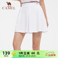 CAMEL 骆驼 运动半身裙女子针织短裙休闲户外网球裙 C0S14LF648-1 白色 S