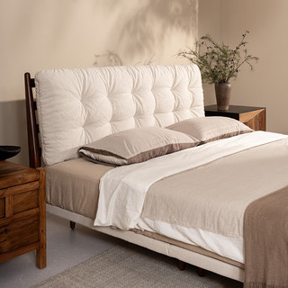 支吾暮云布艺床现代简约卧室双人床可拆洗软靠实木排骨架大床 麂皮绒 | 可拆卸软包 | 云朵白 1.5*2.0米