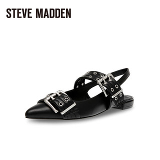 史蒂夫·马登 STEVE MADDEN/思美登2024夏季低跟尖头金属扣带凉鞋女后空女士凉鞋KULTURE 黑色 34