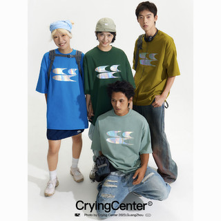 CryingCenter未来金属感镭射反光经典logo短袖T恤宽松哭喊中心
