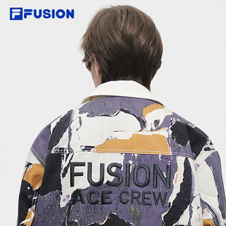 FILA FUSION斐乐潮牌棉服男2024春时尚休闲满印宽松翻领外套 185/104A/XXL