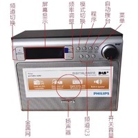 米跃 飞利浦AE5020S FM调频+DAB收音机木质箱体立体声大喇叭插电两用