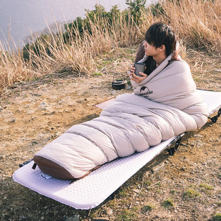 挪客（NatureHike）羽绒睡袋 户外成人冬季加厚保暖鸭绒露营睡袋 7℃烟褐色/M(350G)