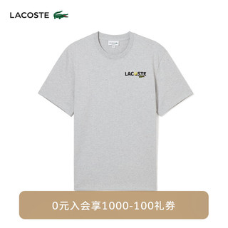 LACOSTE法国鳄鱼男装24时尚潮流图案圆领百搭短袖T恤TH7363 CCA/银灰色 5 /180