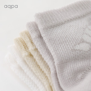aqpa 婴儿袜子新生儿薄款透气宝宝女童男童夏季男孩儿童花纱棉袜3双装 白色+浅灰+浅绿 0-3个月