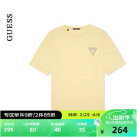 GUESS24年夏季男女同款设计款logo纯色百搭短袖T恤-MO2K9404K LYL-黄色 L