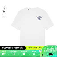 GUESS24年夏男女同款韩式简约纯色纯棉短袖T恤-MO2K9436K WHT-白色 XS
