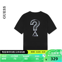 GUESS24年夏季男女同款潮流后背炫酷设计短袖T恤-MO2K9420 BLK-黑色 XS
