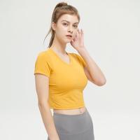 菩媞 瑜伽服女士修身健身服短袖四季运动装女跑步圆领上衣
