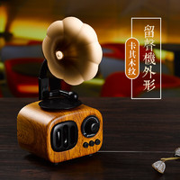 SANSUI 山水 T31无线蓝牙音箱低音炮家庭家用便携式桌面留声机迷你小音响手机电脑插卡音箱音乐播放器 浅木纹